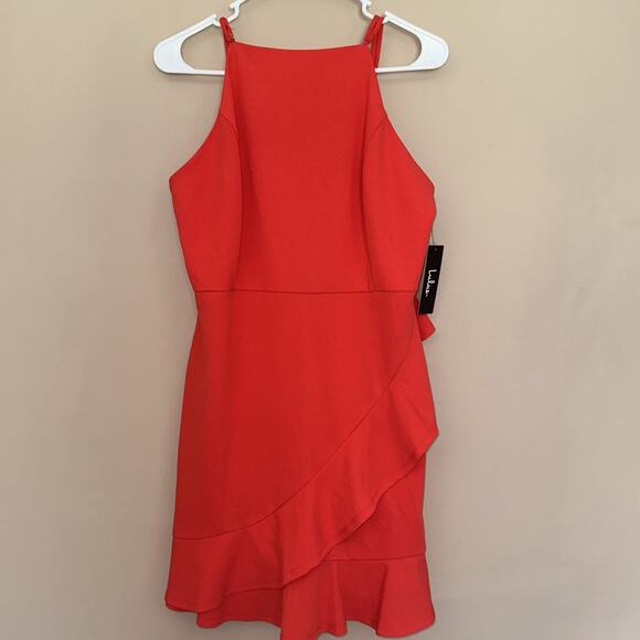 Lulus Great Things Ruffled Bodycon Coral Red Dress Size XL - Picture 3 of 11